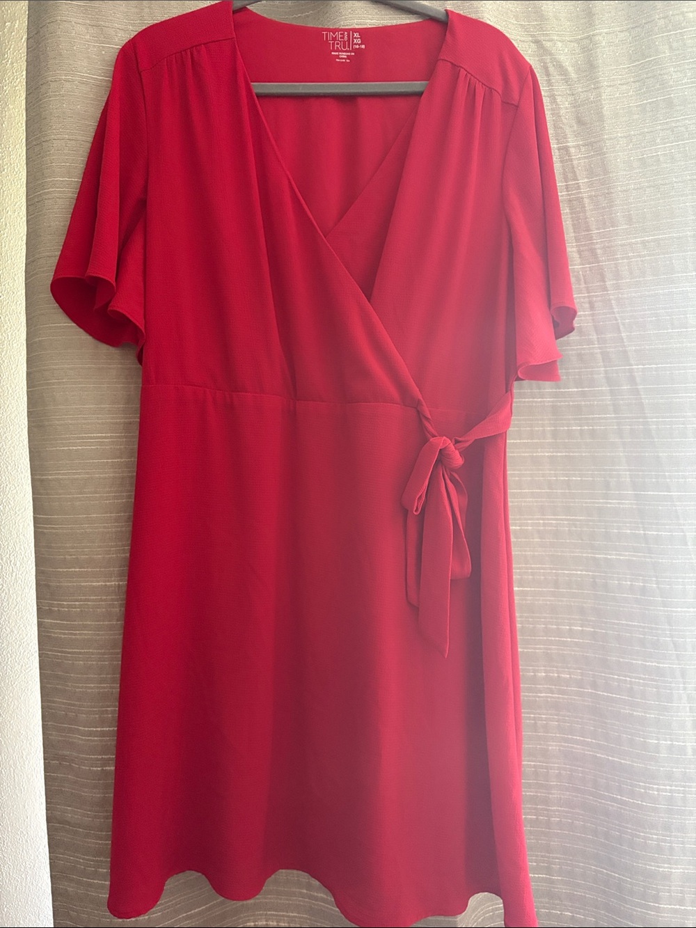 Red Wrap Midi Dress with Side Tie